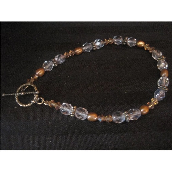 Vintage STERLING SILVER Citrine Gemstones Crystal Necklace & Bracelet Set Parure - Picture 10 of 10